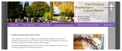 Screenshot der Webseite des Bestattungshauses